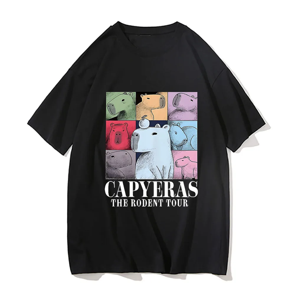 Capyeras The Rodent Tour Rinted Men's T Shirt Kababia Oversized Loose Cotton Short Sleeve Graphic T Shirt Round Neck T Shirt