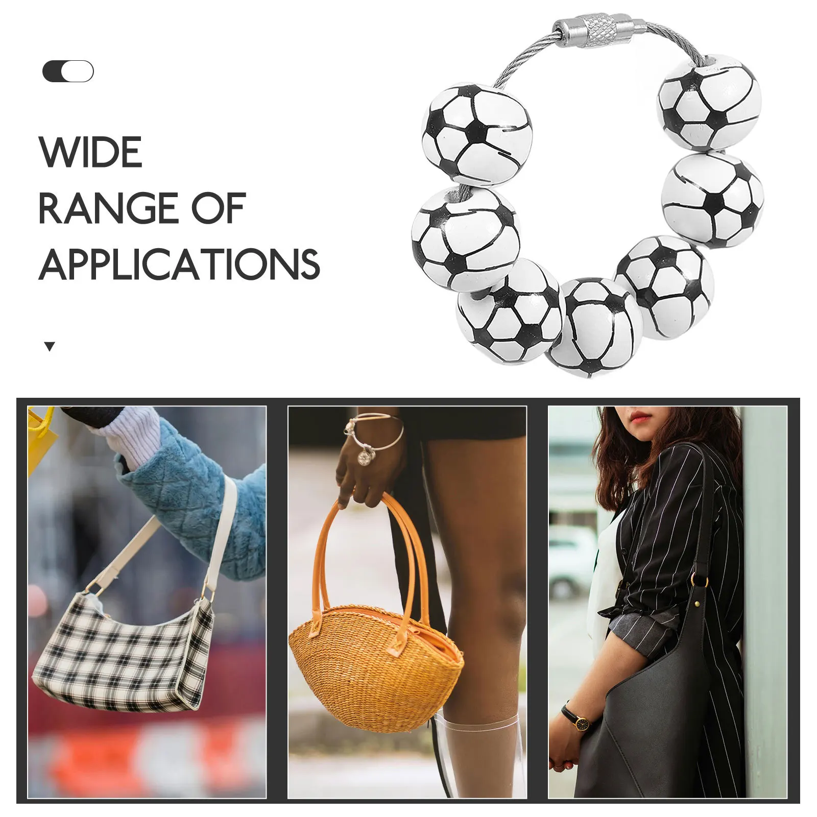 

Football Keychain Charm Wooden Beaded Sports Ball Pendant for Beach Bag Decorative Hanging Accessory Trendy Bracelet Home