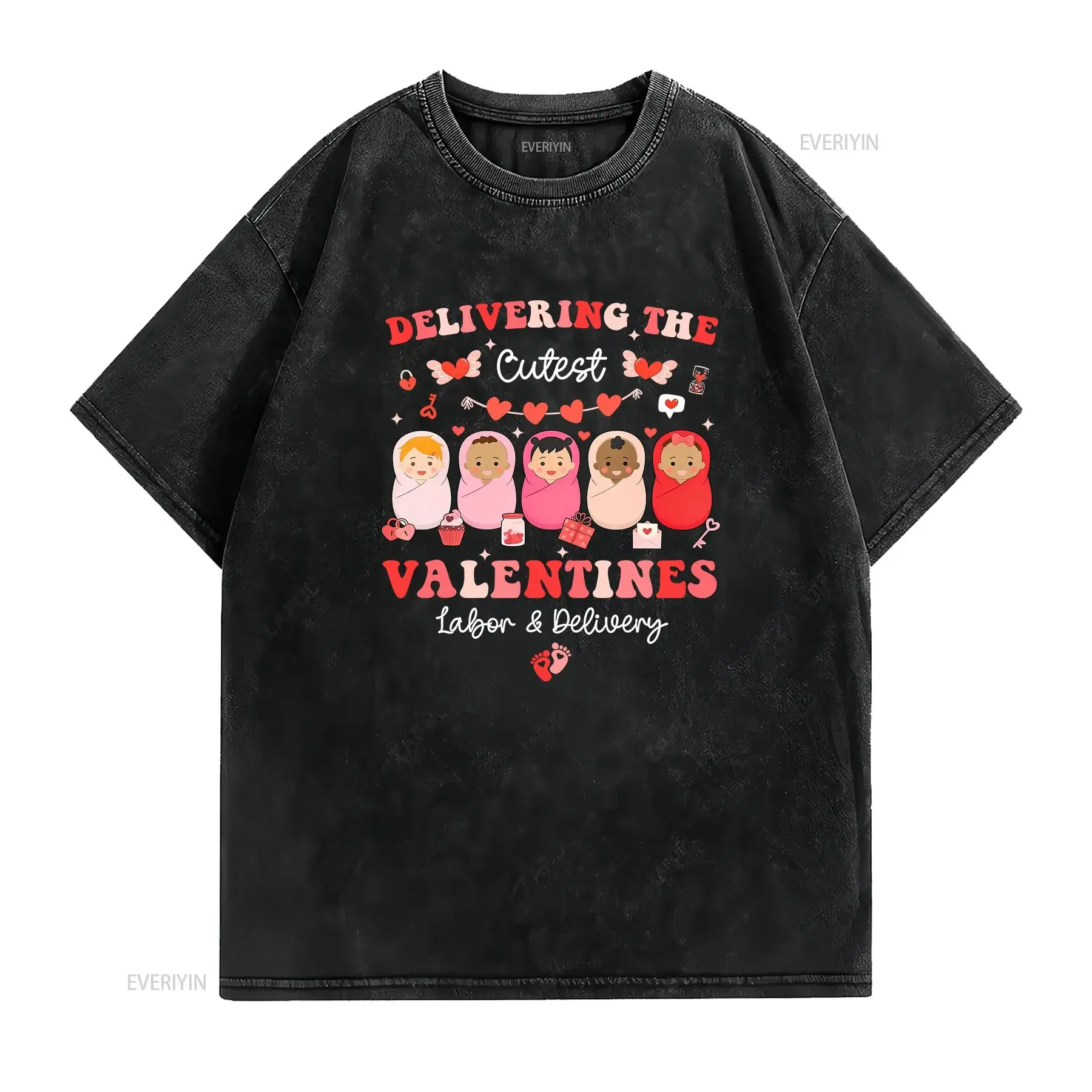 Delivering The Cutest Valentines Labor Delivery L D Nurse T Shirt vintage Washed Unisex designer clothes graphic Stylish Soft