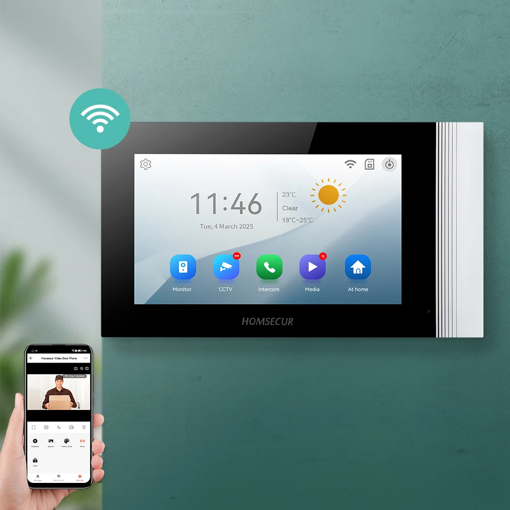 

(Not Standalone) HOMSECUR 7" WIFI V7024T-AHD Indoor Station Monitor Touch Screen For XSL Tuya Video Door Phone Intercom Doorbell