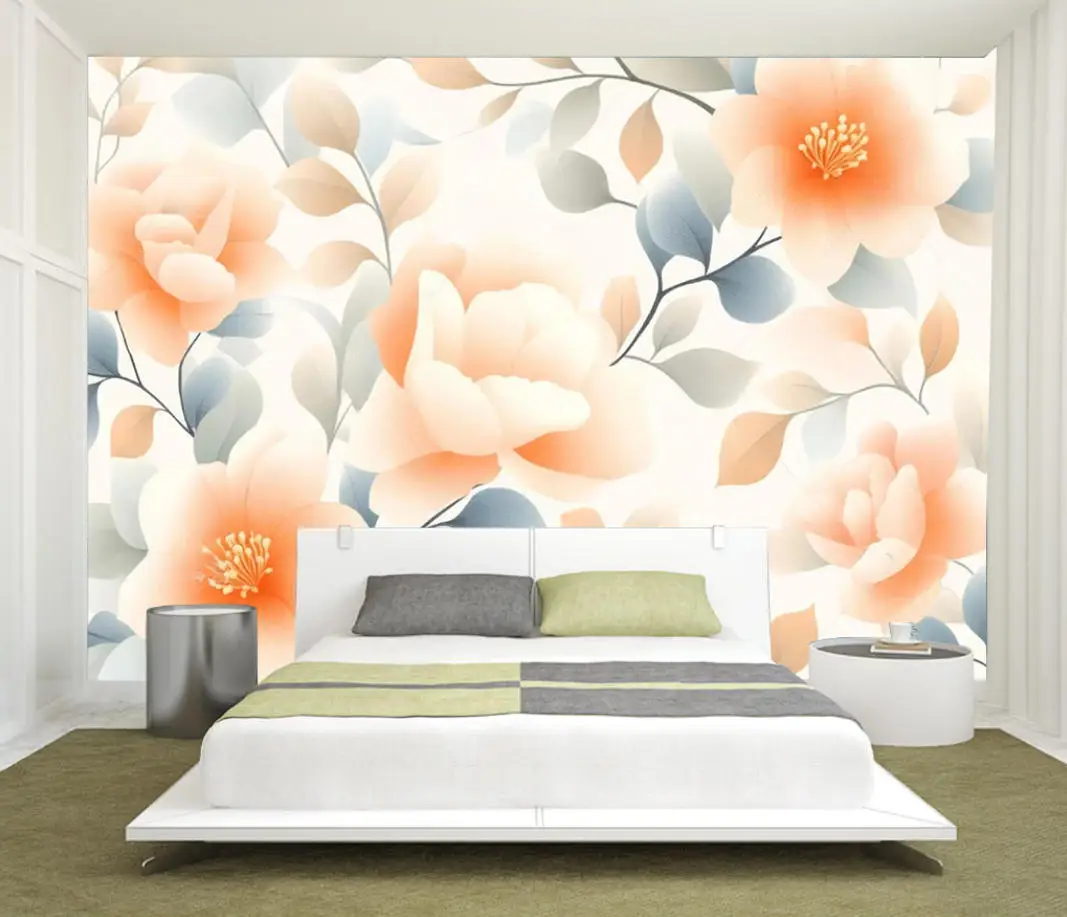 Customized Size Wallpaper Nordic Art French high-end retro flowers Wallpaper Home Decoration Wall Stickers papier peint adhésif