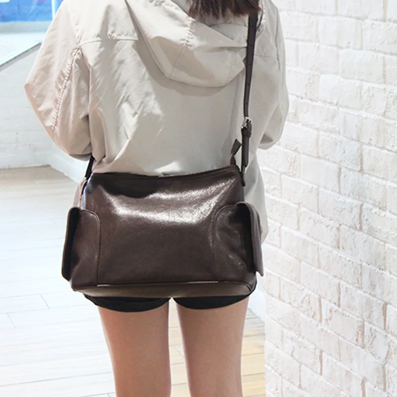 تنوعا جلد البقر حمل حقيبة المرأة الكتف حقيبة كروسبودي عالية الجودة الخضار المدبوغة الجلود ركاب العمل حقيبة ساعي الفاخرة