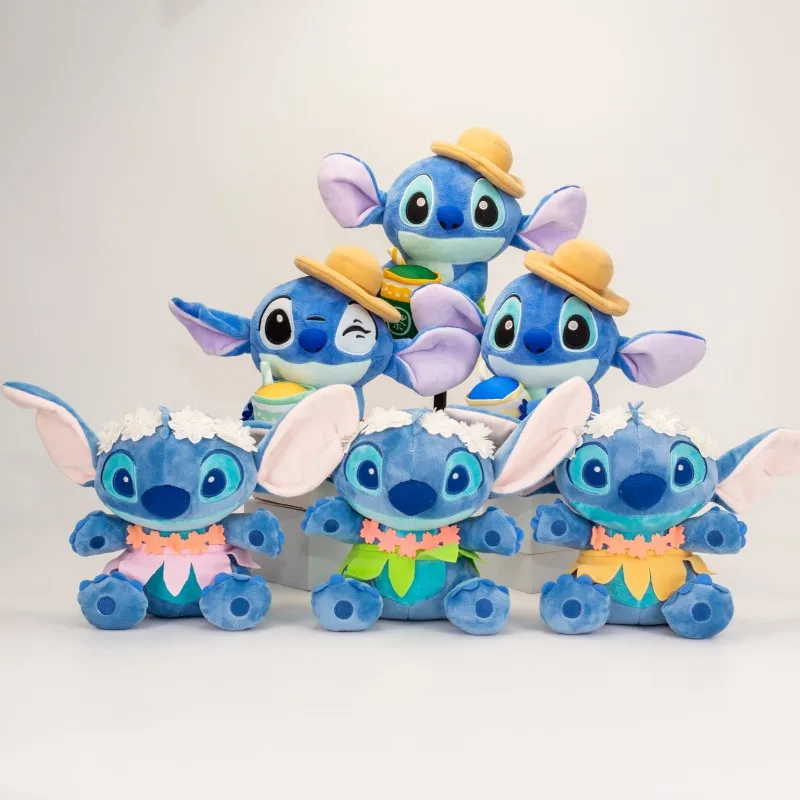 

2025 New Cartoon Stitch Grass Skirt Top Hat Series Plush Doll Kawaii Doll Ornament Children's Birthday Gift Couple Festival Gift