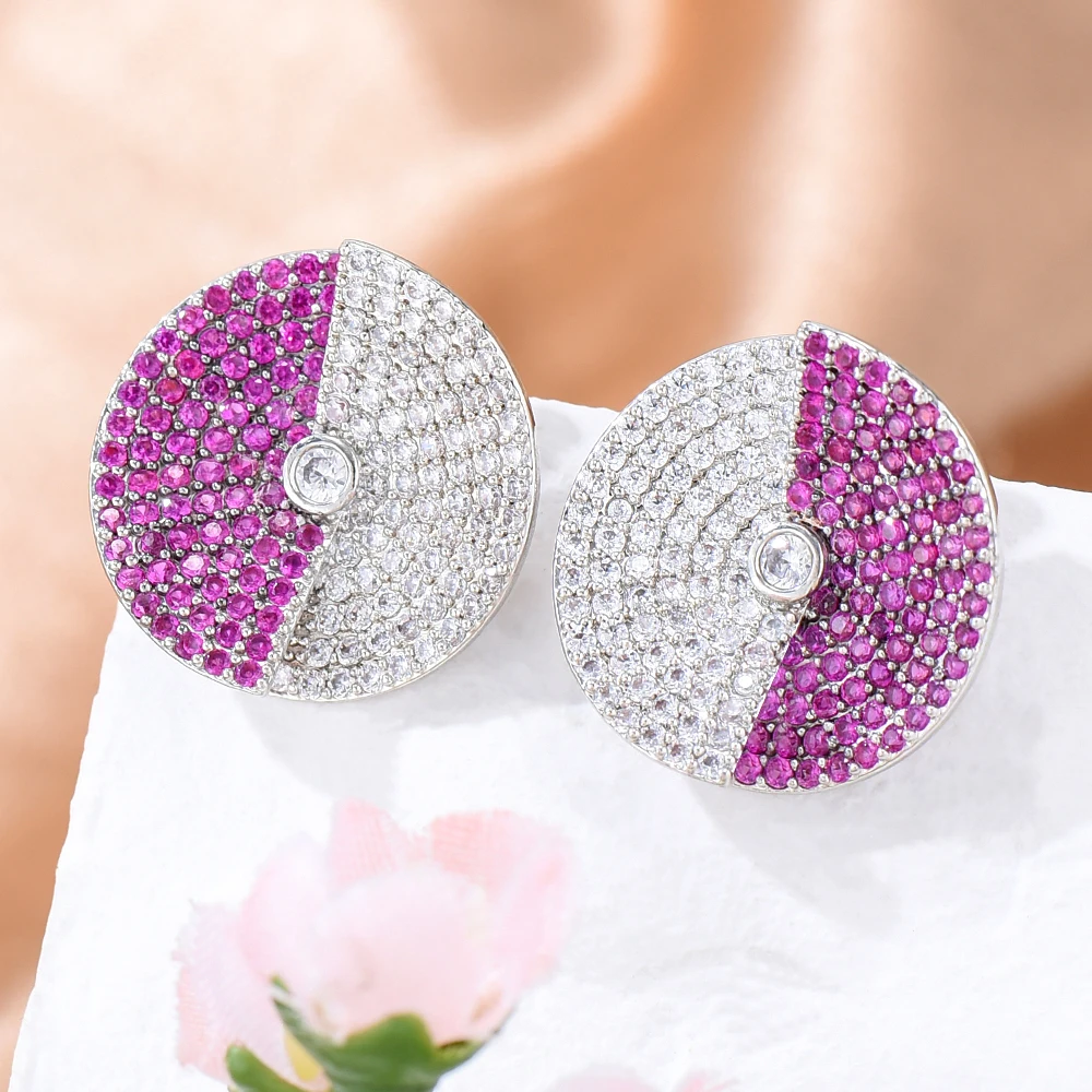 Missvikki New Luxury Round Shiny Romantic Earrings Fashion for Women Girl Daily Wedding Trendy Jewelry Accessories High Quality image 5