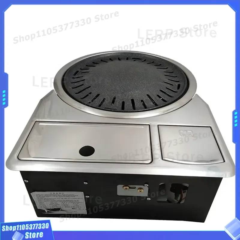 Stainless Steel Propane Gas Stove with Pulse Ignition Built in BBQ Grill for Korean Restaurant Hot Pot and Barbecue Cooking