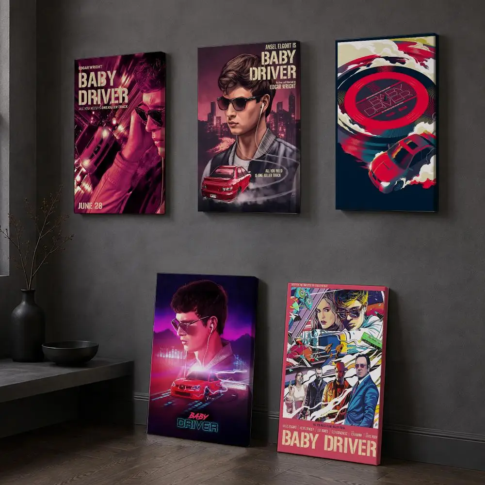 Movie B-Baby Driver Framed Wall Painting Wooden Framed Canvas Poster Wall Art HD Waterproof Print Home Decor