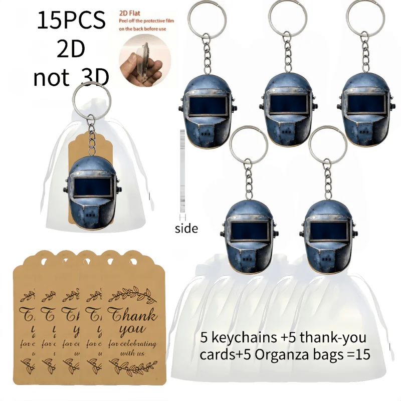 5sets Welder Keychain Includes Acrylic Pendant & Thank You Cards & Gift Organza Bag Creative Car Interior Accessories Decoration