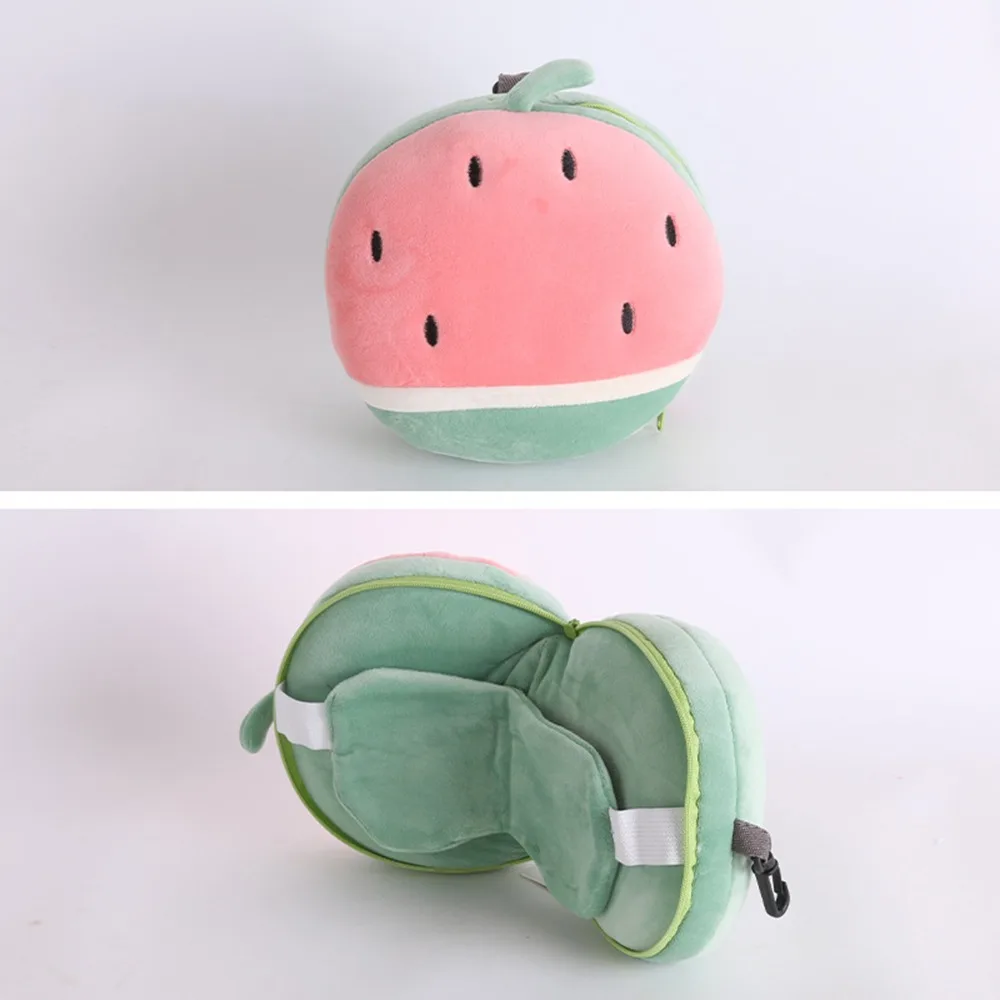 Portable 2 in 1 Eye Mask Neck Pillow Cartoon Soft Airplane Head Pillow Travel Eye Cover for Travel&Office
