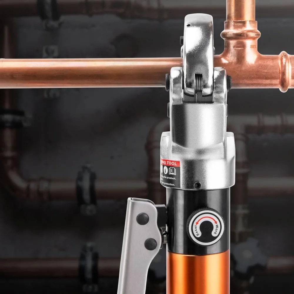 Copper Pipe Crimping Tool - with 1/2", 3/4", 1" Jaws, Copper Tube Fittings Hydraulic Pipe Crimping Tool for Pro Press