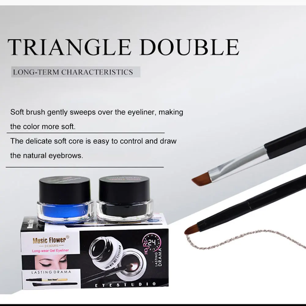 

Music Flower 2 Color 2 in 1 Waterproof Eyebrow Cream Professional Eyeliner Eyebrow Gel High Brow Tint Black Eye Brow Makeup Tool