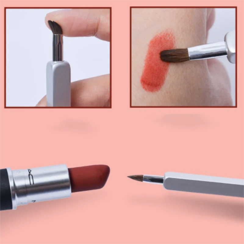 Cepillo de labios retráctil, cepillo de labios portátil de pelo de marta, aplicador de lápiz labial, contorno de línea de labios, herramientas cosméticas de belleza profesionales