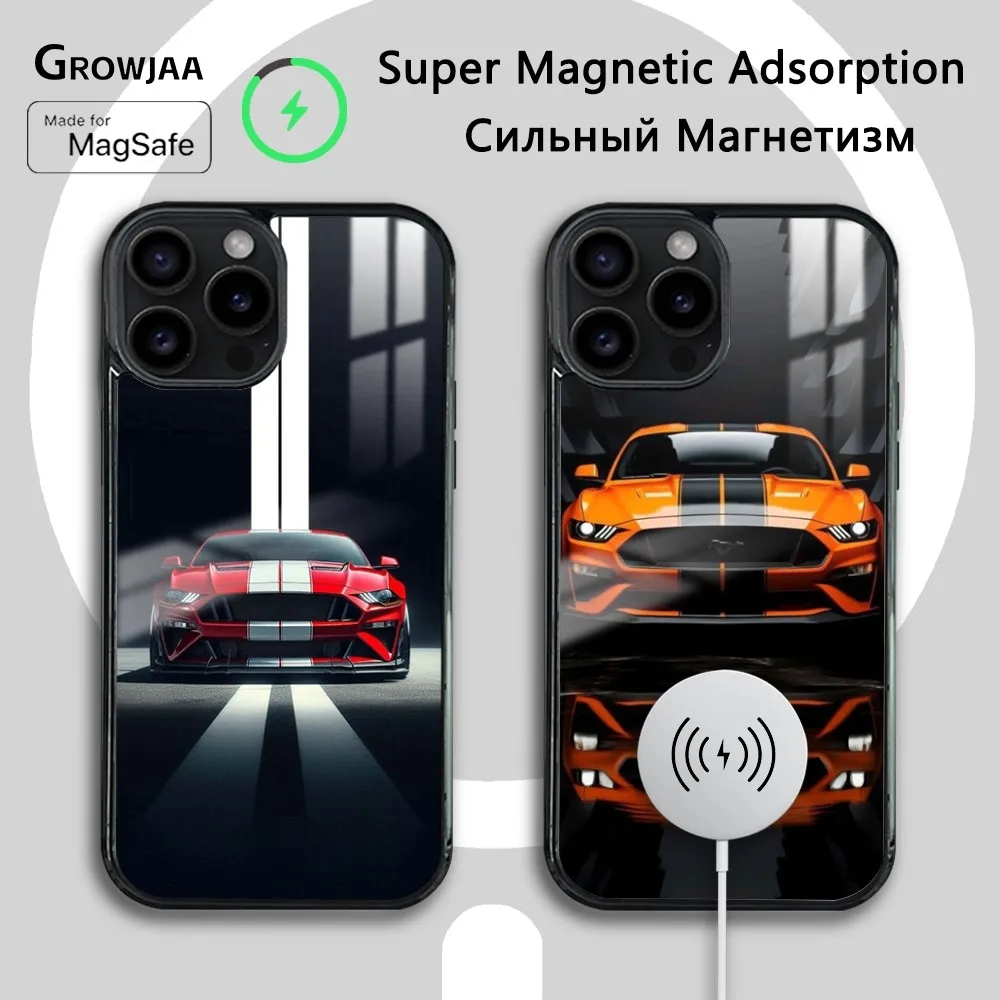

Cool Cars M-MustangS Phone Case For iPhone 15 14 13 12 11 Pro Max Plus Mini Mirror Wireless Magnetic Cover