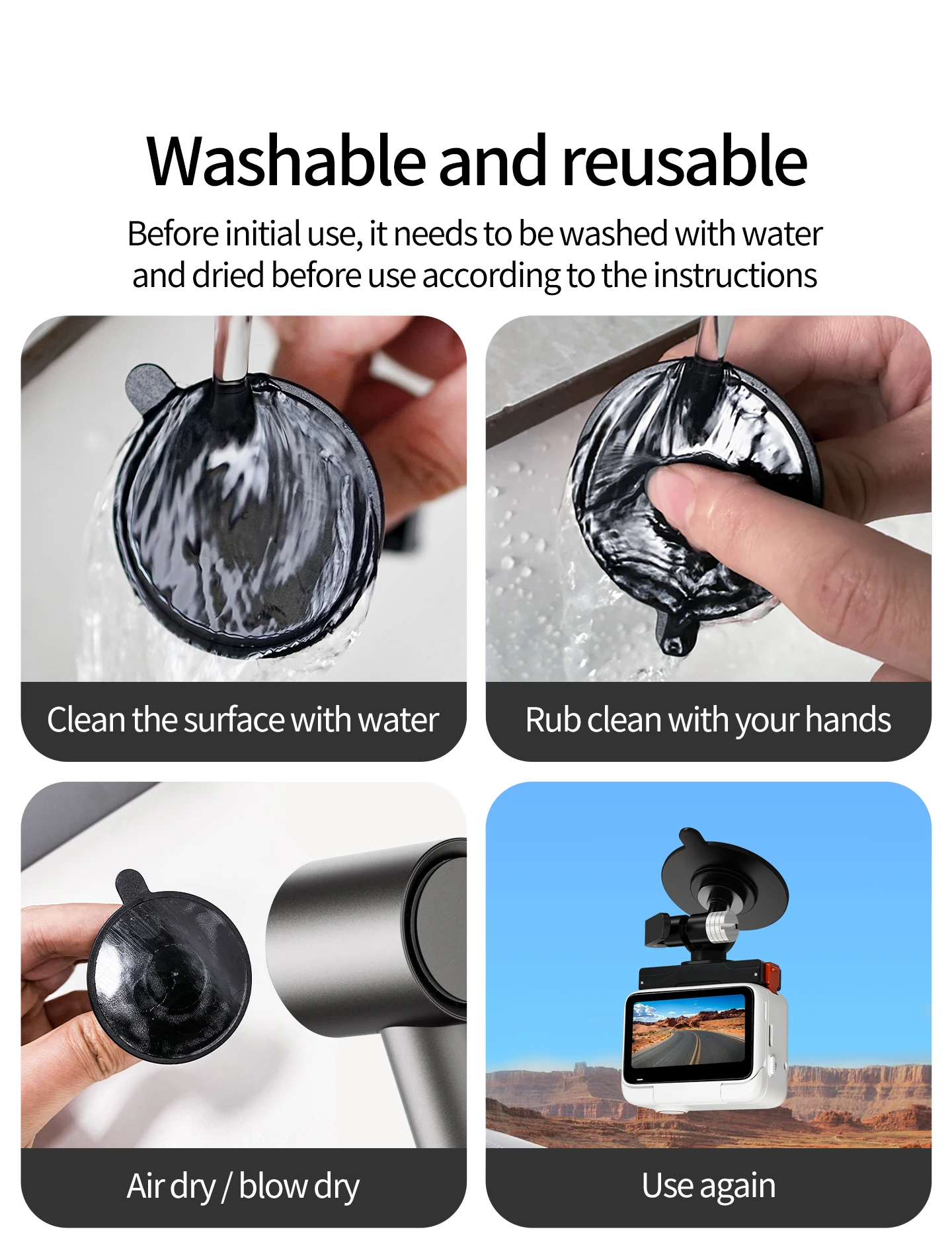 Verstellbare Kugelkopf-Kamerahalterung mit Klebe- und Saugnapfbefestigung für Motorrad und Auto, geeignet für Insta360 GO Ultra X5 X6 Ace Pro2 mit Magnetfuß – Detail 7
