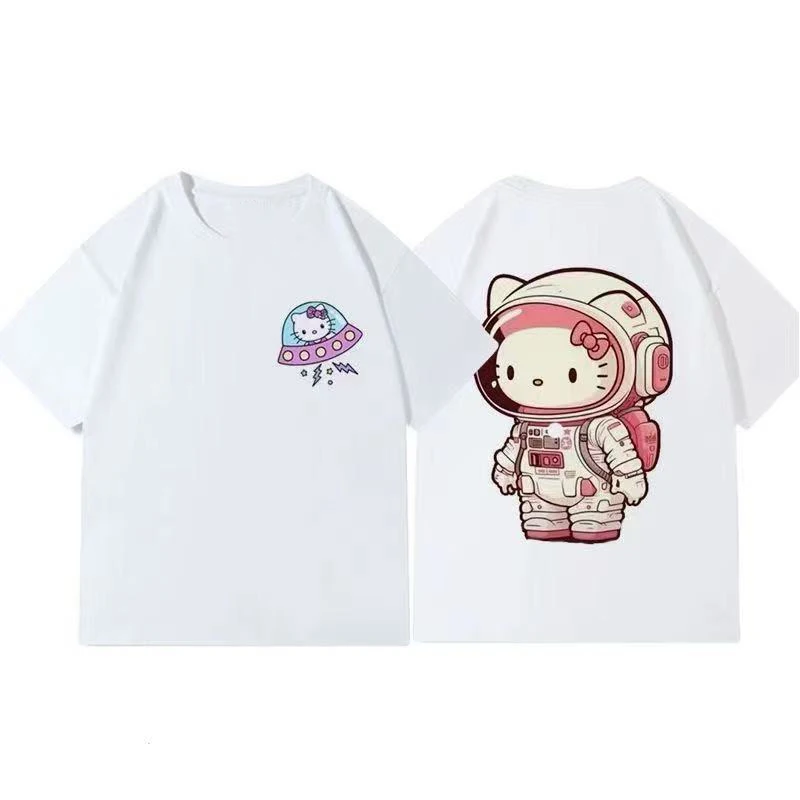 

MINISO Hello Kitty Womens Tshirt Cotton Short Sleeve Summer Tee with Fun Print Soft Material Casual Comfortable Top for Women