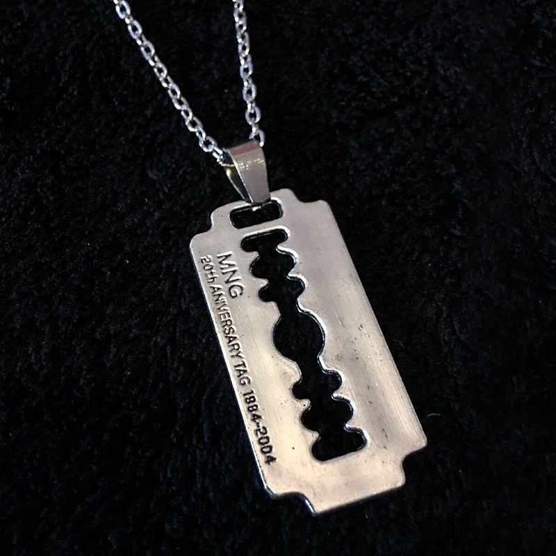 

Razor Blade Pendant Necklace for Women Men Vintage Designer Goth Gothic Steampunk Accessories Rockabilly Rock Jewelry Aesthetic