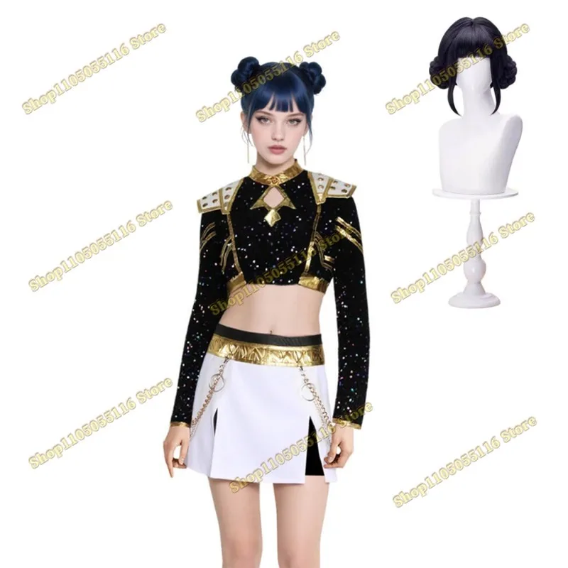 

Black Golden Rumi Zoey Mira Cosplay KPop Demon Hunters Cosplay Costume Wig Women Kids Girls Halloween Role Play Costume