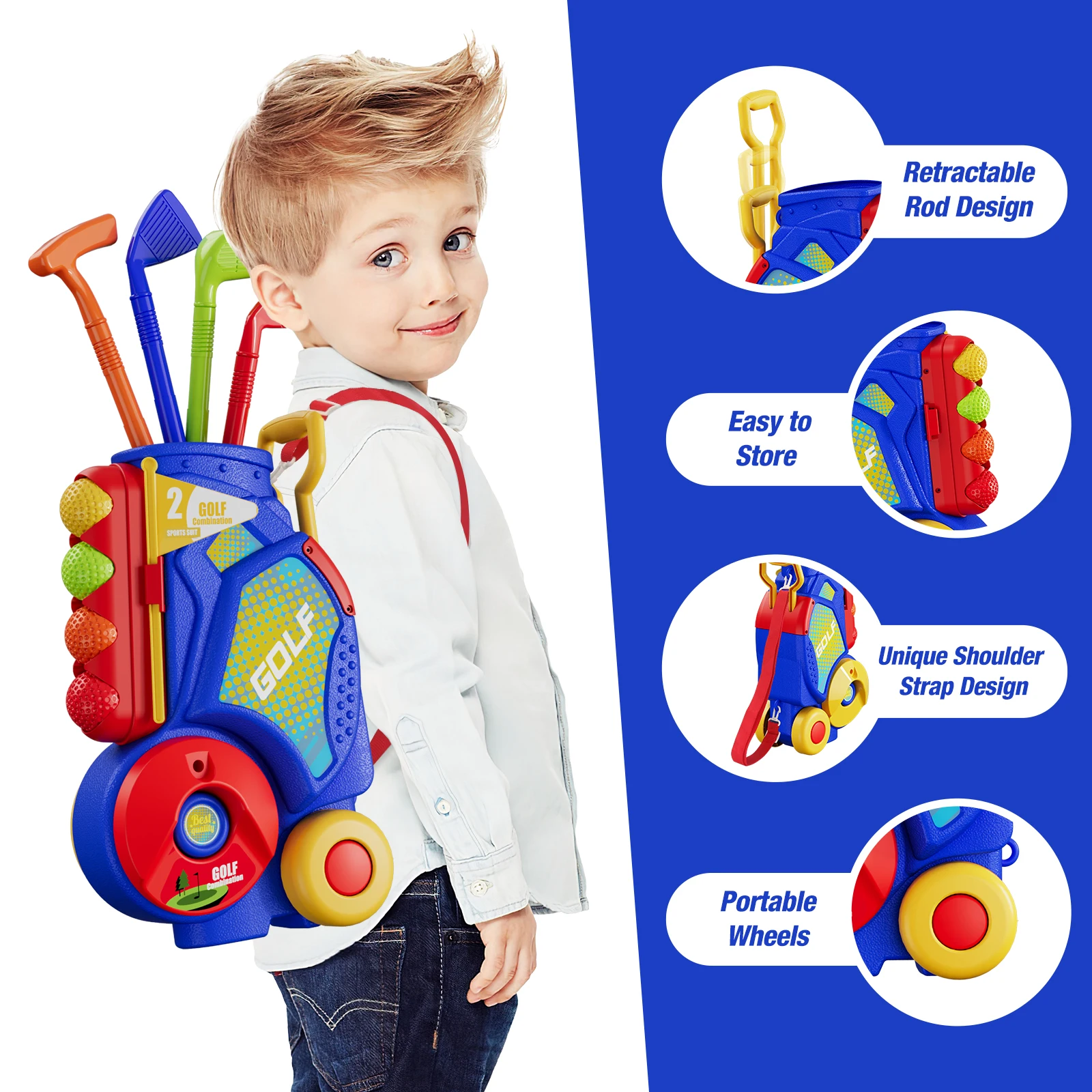 Ensemble de golf amélioré pour tout-petits, golf pour enfants, CLDEFFENTH 12, mise à niveau des polymères, sangle initiée, jouets de sport d'intérieur et d'extérieur, cadeau pour les enfants