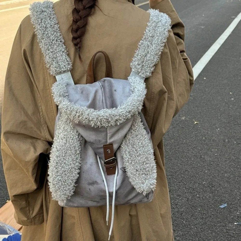 

Уникальный рюкзак с ушками и капюшоном, вместительный рюкзак с заячьими ушками, милый рюкзак на шнурке, очаровательная модная школьная сумка в стиле ретро, класс