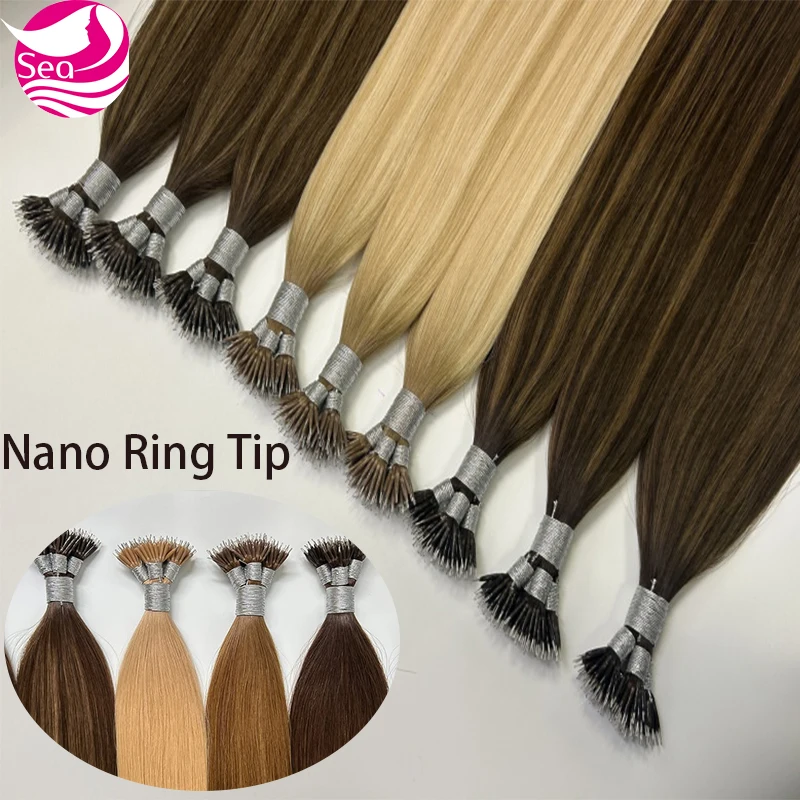 ナノチップリアルナチュラルバージン 100% 人毛エクステンションストレートナノリングフュージョンヘアバルクブロンドマイクロビーズ卸売ケラチン