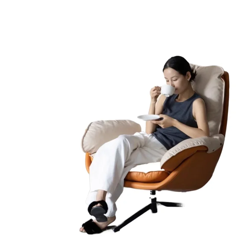 

Calfskin "down cloud chair" removable swivel ch air study living room bedroom lazy s ofa