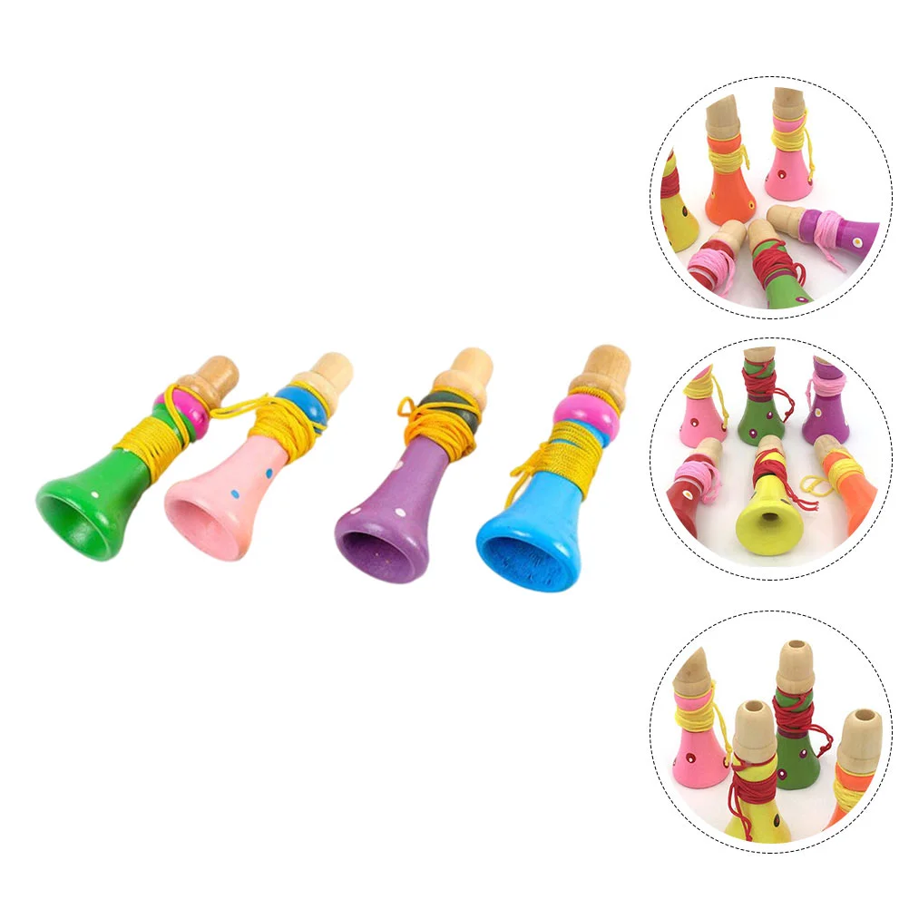 

4 Pcs Wooden Trumpet Kids' Toys Trumpets Stage Performance Tools Model Early Educational Playthings Music