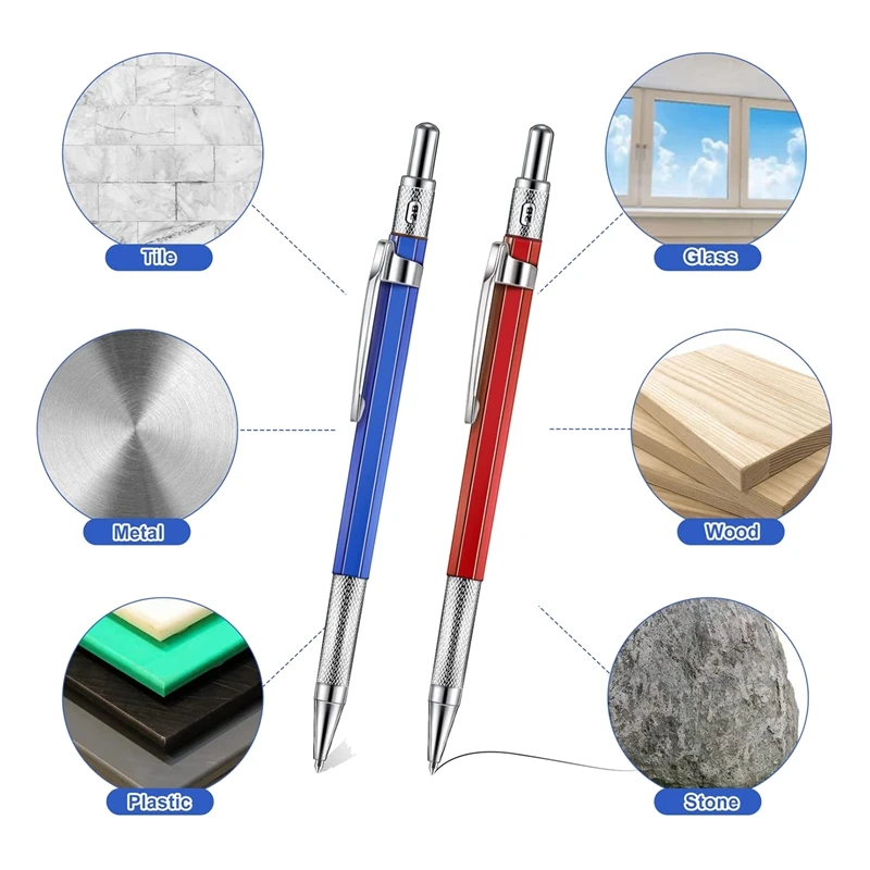 2 Pcs Streak Welders Pencil With 24 Pcs 2Mm Refills Mechanical Pencil With Built In Sharpener Carpenter Pencils