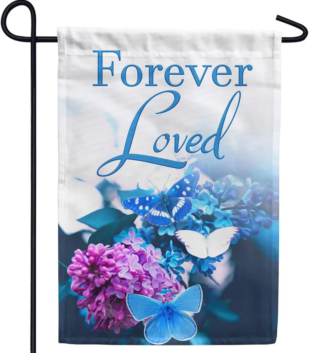 America Forever Forever Loved Garden Flag - Feeling Blue Missing You, Cemetery Memorial Bereavement Floral Butterflies Flag, Sea