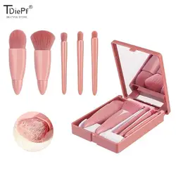 1/5Pcs/Set Portable Makeup Brushes Mini Foundation Brush Eyeshadow Brush Set Fiber Soft Makeup Brushes for Women Makeup Beginner