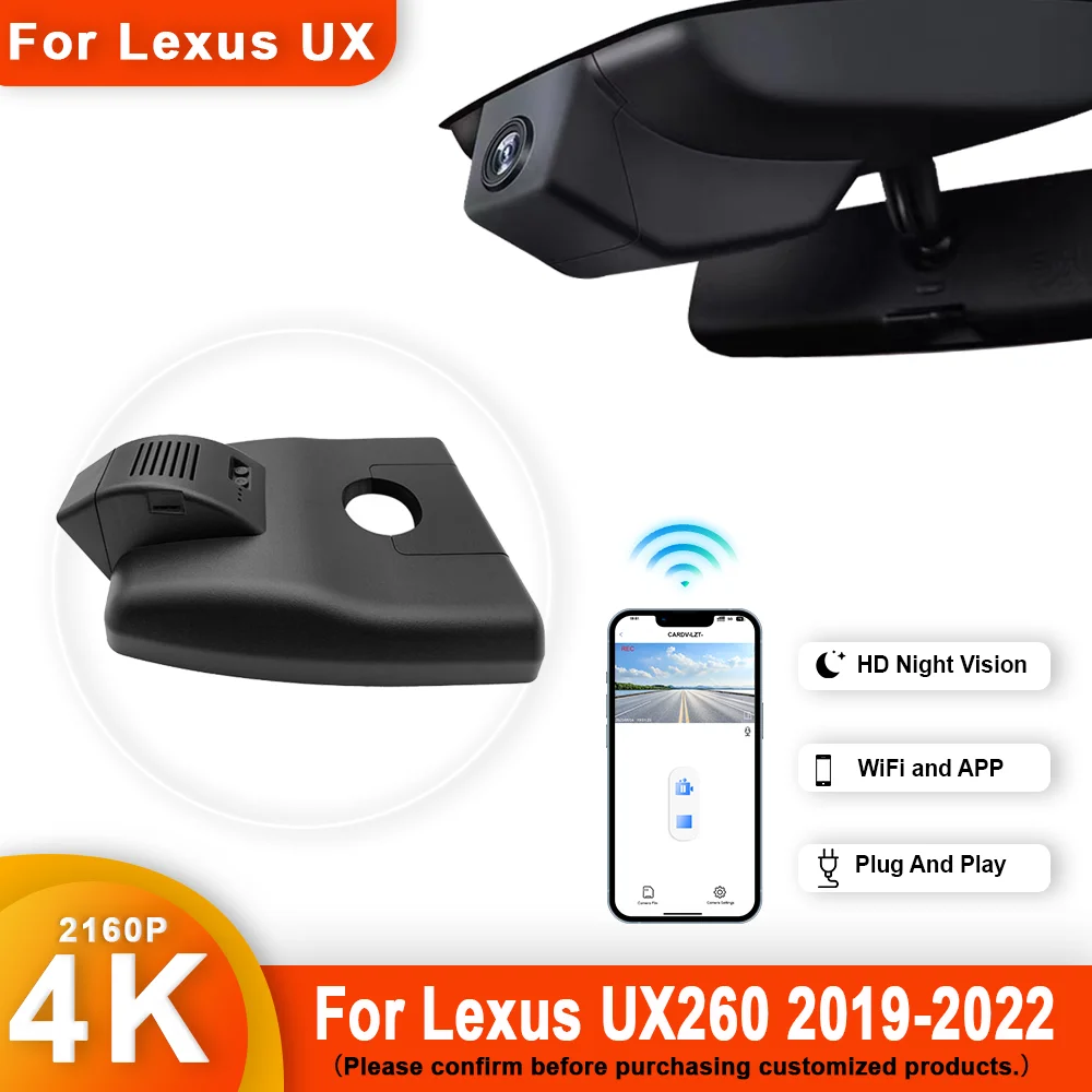 For Lexus UX 260H 2019 2020 2021 2022 4K  Car DVR Plug and Play Dash Cam Camera Video Recorder