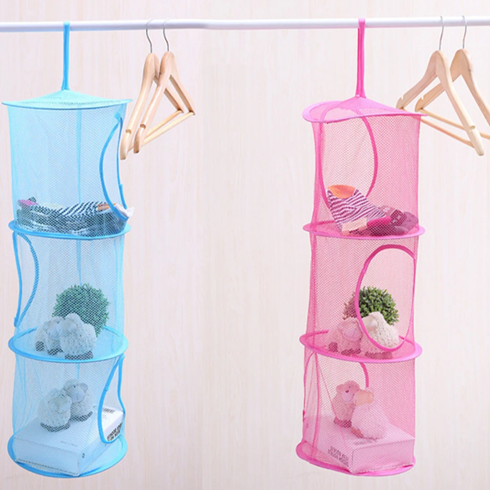 

Hanging Mesh Storage Bag Foldable Multi-Layer Organizer Large Capacity Hanging Storage Pouch for Clothes Sundries Laundry