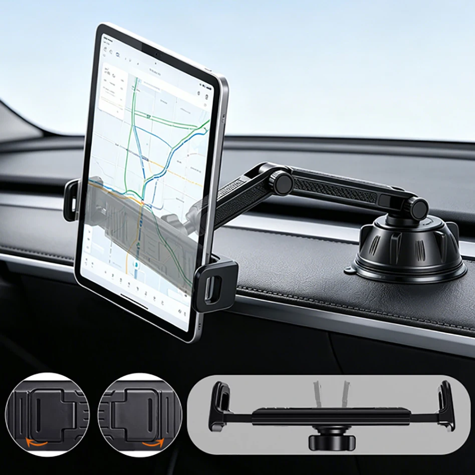 Car Tablet Phone Holder for Dashboard Windshield 2 Cellphones Mount Clip Support Stand for 4.7-13