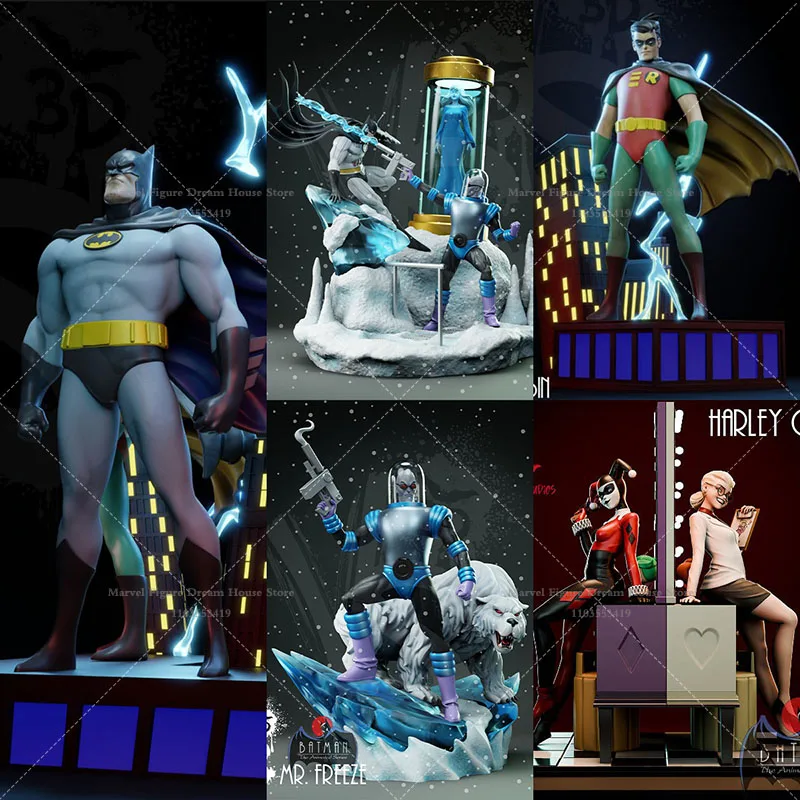

1/24 1/18 Scale Bat Hero Robin Harley Quinn Mister Freeze Super Hero Comic DIY Self-assembled GK 3D Resin Un-panited White Doll