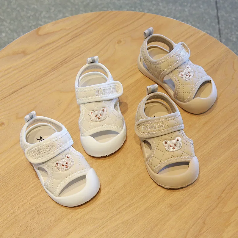 Sapato de toe fechado com sola macia antiderrapante infantil, baby sandals, meninos, meninas, infantil, crianças, criança, novo, verão