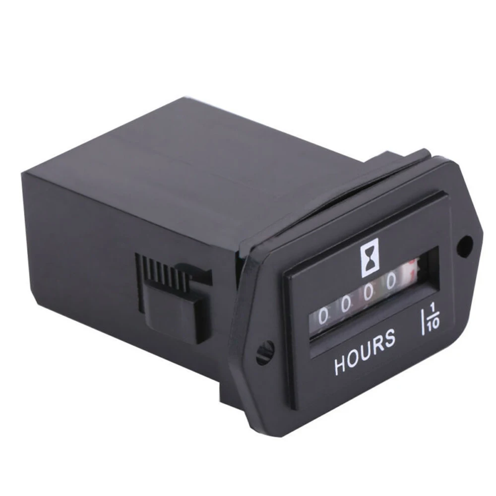 HM002 Mechanical Hour Meter 6V-80V DC Black ABS Car Hour Meter Automobile Decoration Accessories Car Timer Gauge