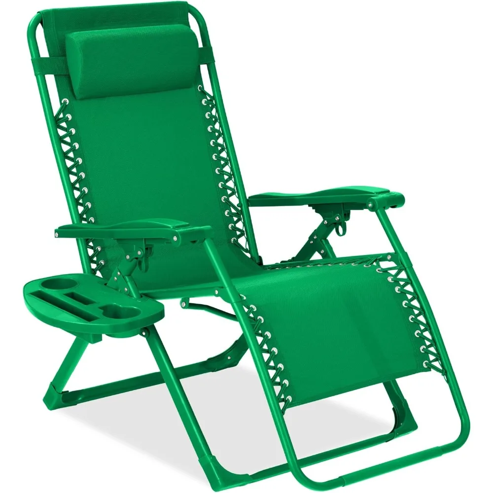 

Регулируемое кресло с функцией нулевой гравитации, однотонное складное кресло-шезлонг для патио с боковым столиком и подголовником