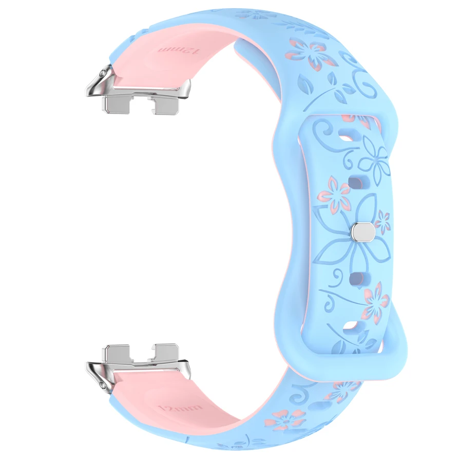 Siliconen 3D Gegraveerde Bloem Armband voor Huawei Band 8 9 10 Band Smart Horloge Ademende Horlogeband voor HUAWEI Band 8 9 10 Band