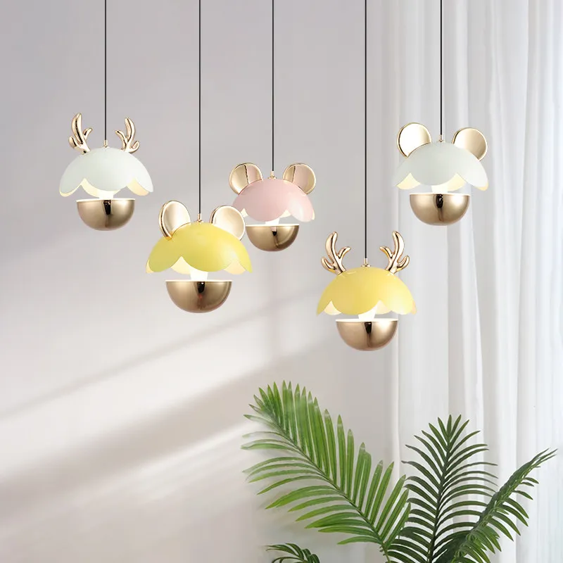 

Modern Nordic Cartoon Chandelier Little Bare LED Pendant Light Macaron Color For Kids Bedroom Nursery Room Decor Pendant Lamp