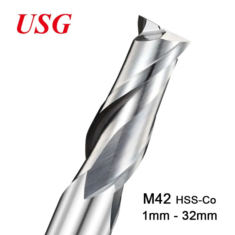 Vikda M42 HSS-Co Flat End Mill Round Shank 2 Flute Spiral Milling Cutter CNC Router Bit Tools 5 6 7 8mm For Aluminium