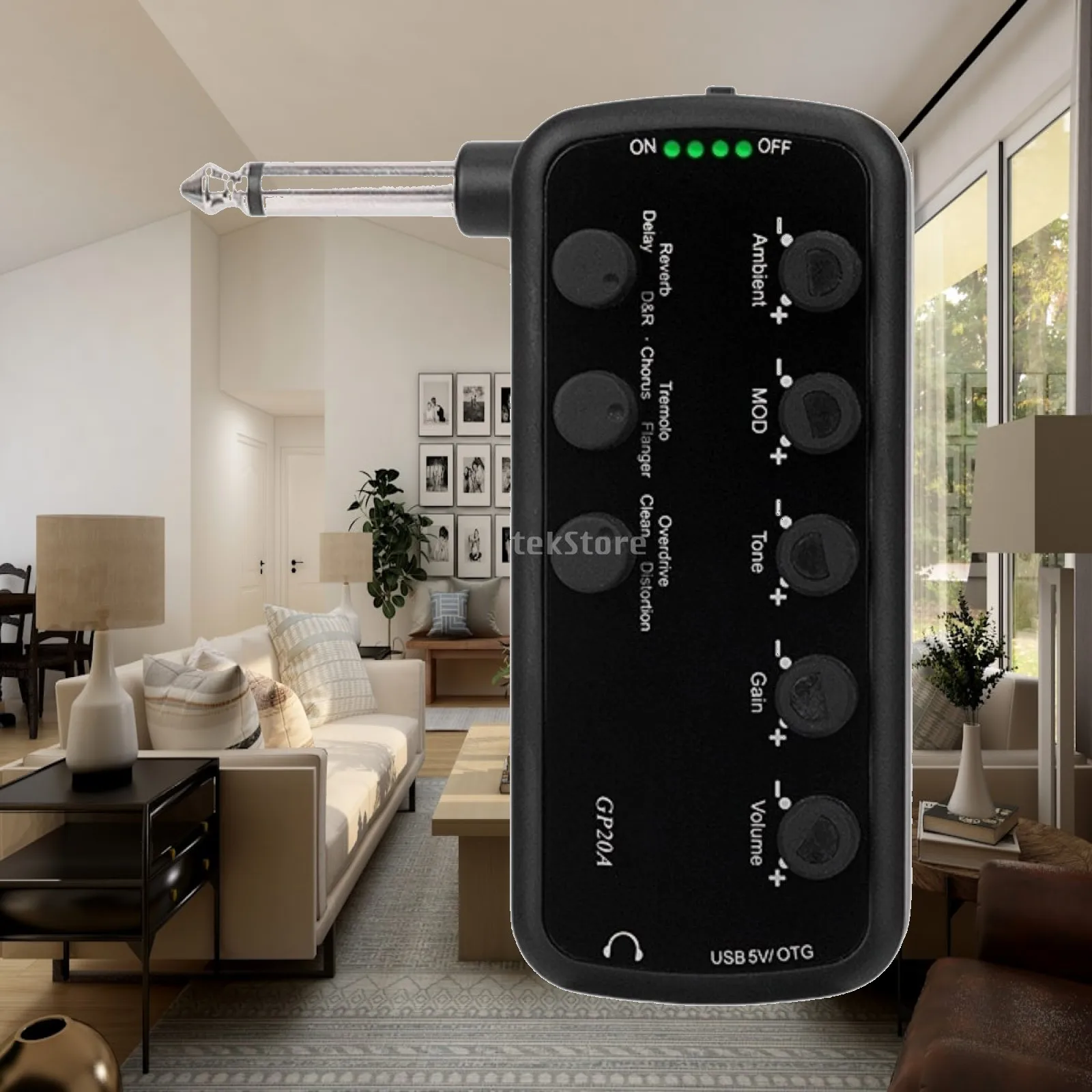 

Electric Guitar Headphone Amp with Built-in Chorus Delay Reverb Effects Portable Rechargeable Accessory for Silent Practice