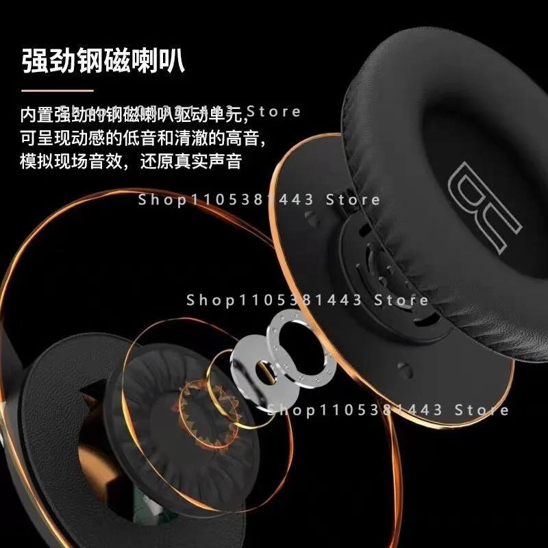 Foldable, retractable wireless headphones with deep bass and stereo sound, compatible with micro-SD cards