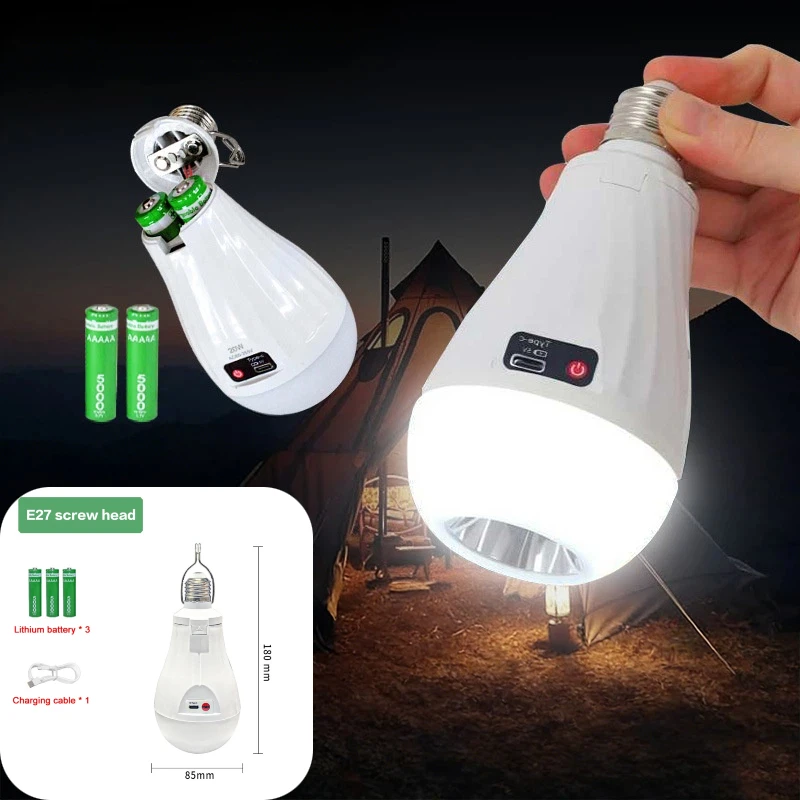 Portable 20W 30W Emergency Bulb Courtyard Outdoor Bulb Power Failure Emergency Flicker-Free LED Bulb Light