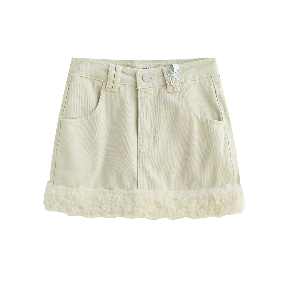 Korean Style High Waist A-Line  Skirt Faux Fur Patchwork Women's Casual Skirts Student Friendly Winter Collection