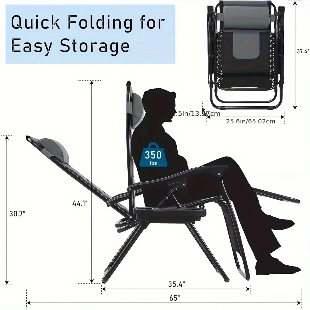 [Sedia pieghevole da esterno] Sedia pieghevole da esterno 2 pezzi con cuscino e portabicchieri |   Zero Gravity, capacità di carico di 330 libbre