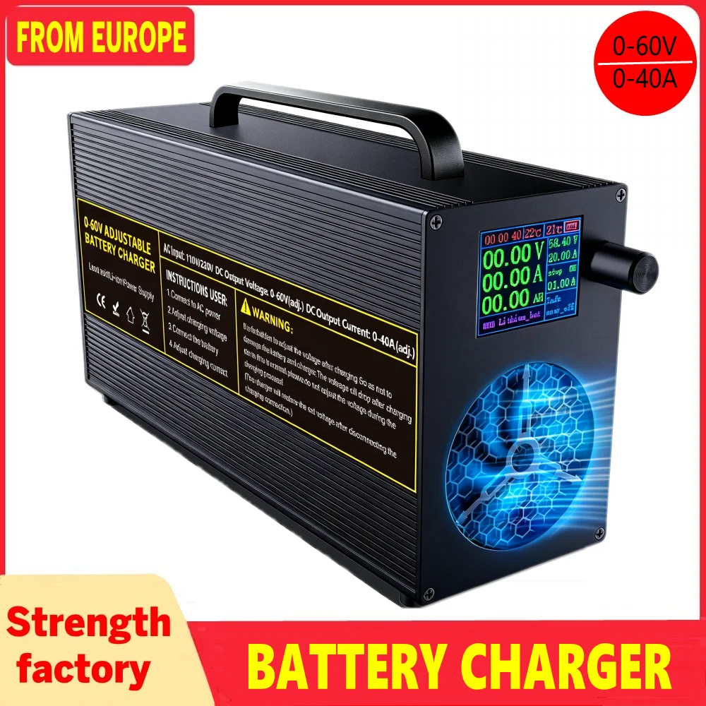 Adjustable Voltage/Current Fast Charger For Lithium/Lifepo4/Lead-acid Battery Universal 0-60V 0-50A / 0-120V 0-25A  Any Equipmen