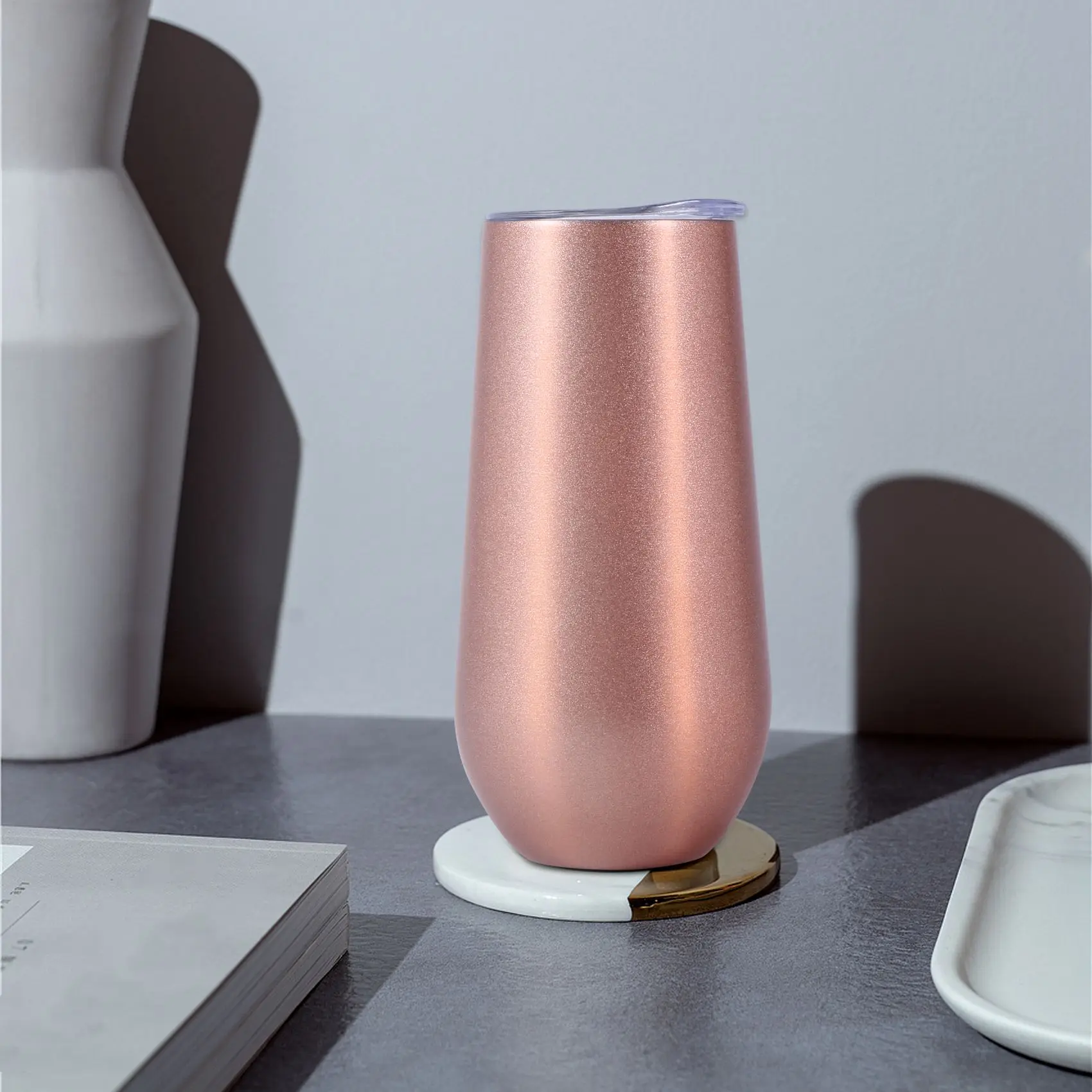 

Набор из 8 бокалов для шампанского без ножки, 6 унций, с двойными стенками, с крышками, небьющиеся коктейльные стаканы