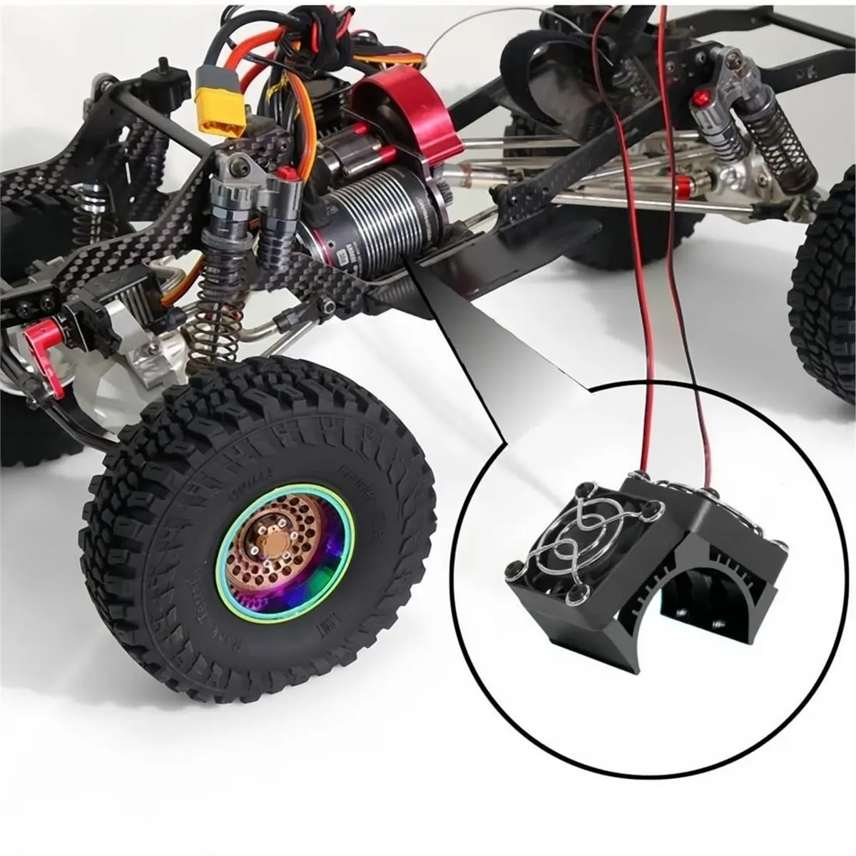 (A30I] Dual 40mm RC Motor Cooling Fan 40-42mm Compatible with 1/7 1/8 for for RC Car Fit 4074 4082 4268 Motors B