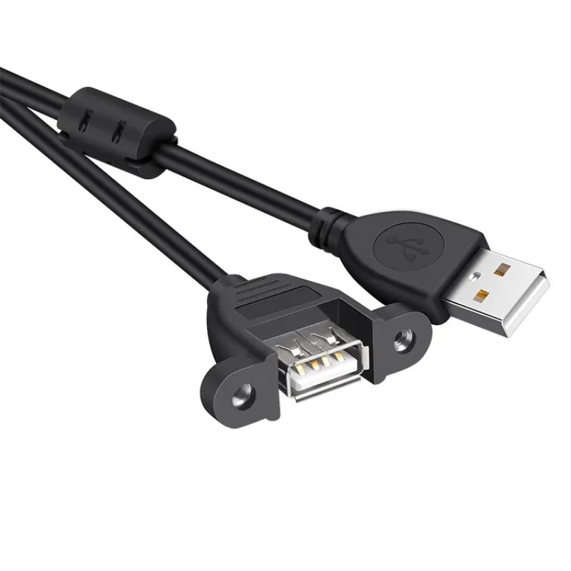 Usb 2.0 cabo de extensão macho para fêmea núcleo de cobre 24awg linha dados escudo duplo com parafuso buraco anel magnético