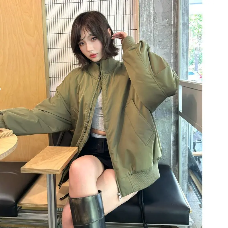 American High Street Jackets Women Autumn Winter Cotton Coats Thickened Warm Baseball Jacket Y2K Girls Windproof Streetwear Tops