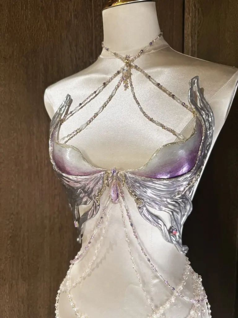 Fada biquíni sereia resina de cristal + sutiã de silicone vestidos de festa vestidos de noite lingeries sexy quente arcano adulto maiô feminino