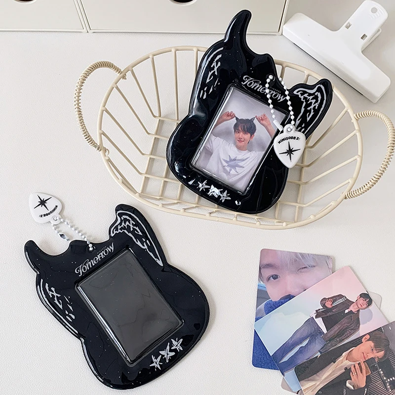 Photocard Case Card Holder Bag Keychain Guitar Photocard Bag Cute Idol Photos Protective Cover Idol Photo Card Holder